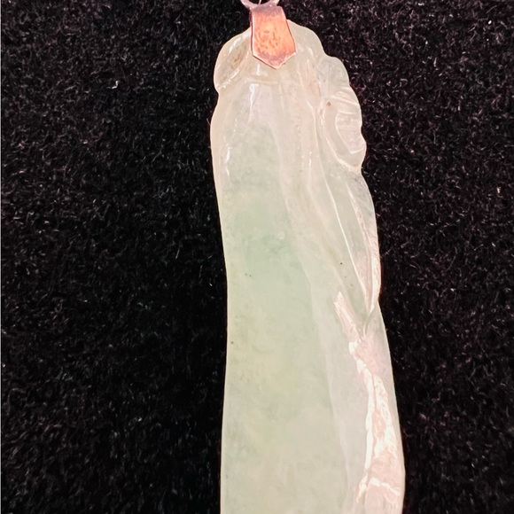 Vintage Carved Jade 14K Yellow Gold Pendant Marked 585 - Picture 3 of 9